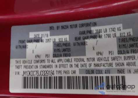 2018 Mazda Cx-3 Touring z USA, uszkodzony, nr VIN JM1DKDC76J0329184